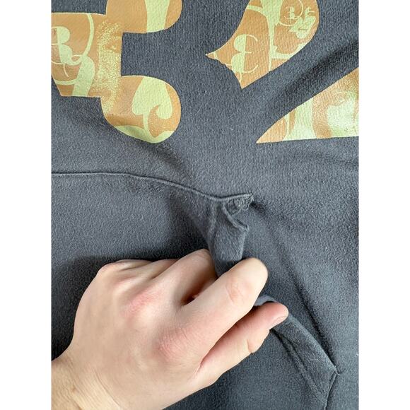 32 Brand Hoodie Mens Medium Gray Graphic Pullover Fleece Sweatshirt Streetwear - Picture 4 of 6